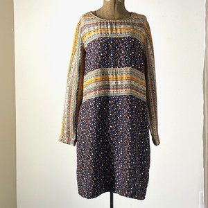 Burning Torch multi-print silk dress, medium